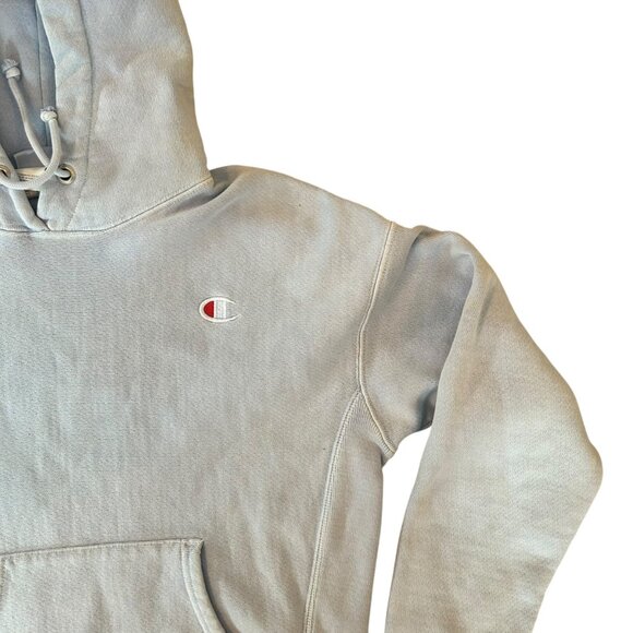 Champion Reverse Weave Baby Pastel Blue Hooded Sweatshirt S - Picture 2 of 9
